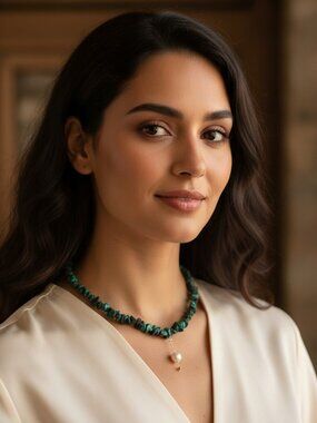 Raw Turquoise and Fresh Water Pearl Pendant Mermaidcore Short Necklace